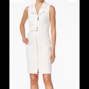 NWT Calvin Klein belted zipper ponte dress